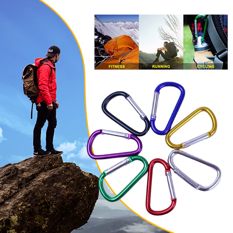 Set 5 Móc Khóa Carabiner Hình Chữ D Bằng Nhôm Đa Ứng Dụng| Móc Khóa An Toàn Cho Các Hoạt Động Ngoài Trời