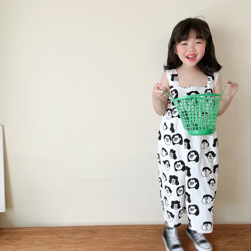 Bộ Áo Liền Quần Không Tay In Hoạt Hình Dành Cho Bé Gái