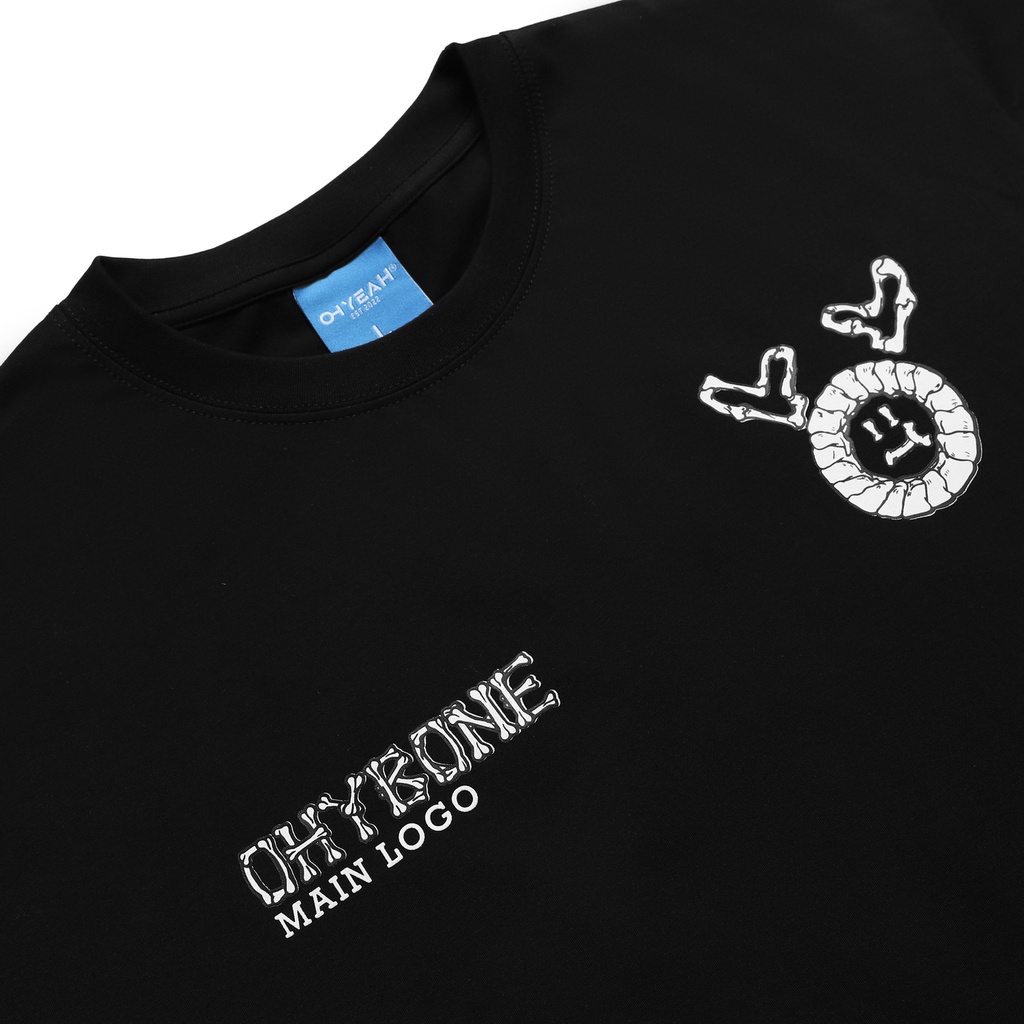 Áo thun tay lỡ OHYEAH phông Unisex nam nữ Premium Cotton oversize form rộng BONE - Đen