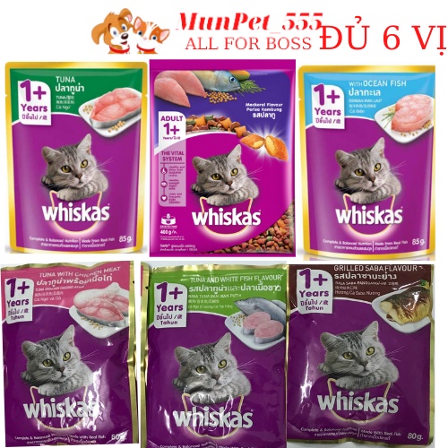 thức ăn pate Whiskas mèo lớn đủ 6 vị 80g nhập khẩu thái lan