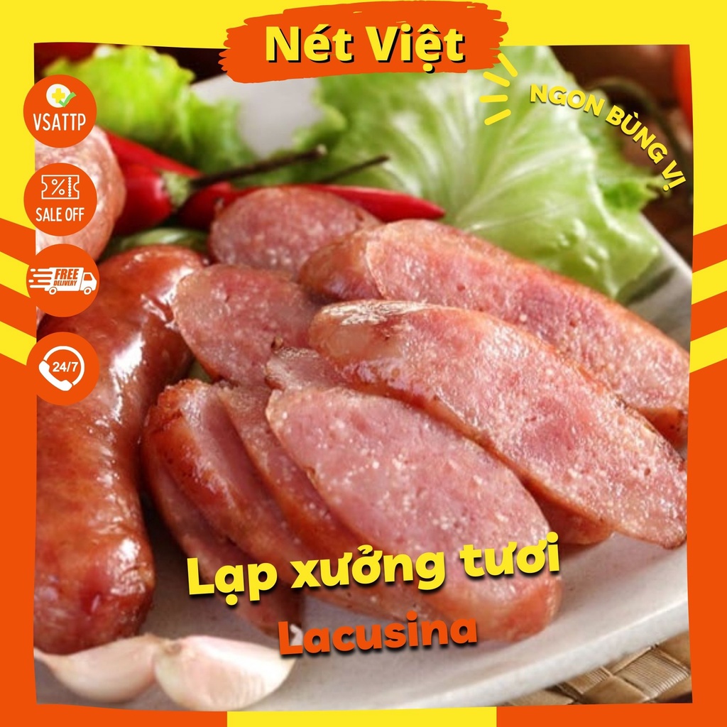 Lạp xưởng, lạp sườn nướng, lạp xường đông phương, lacusina túi 500gr