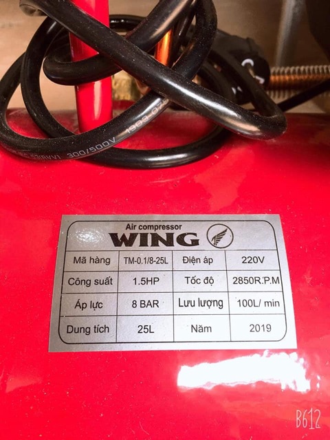 Máy nén khí Wing Việt Nam 25L rơle điện tử chạy êm ru