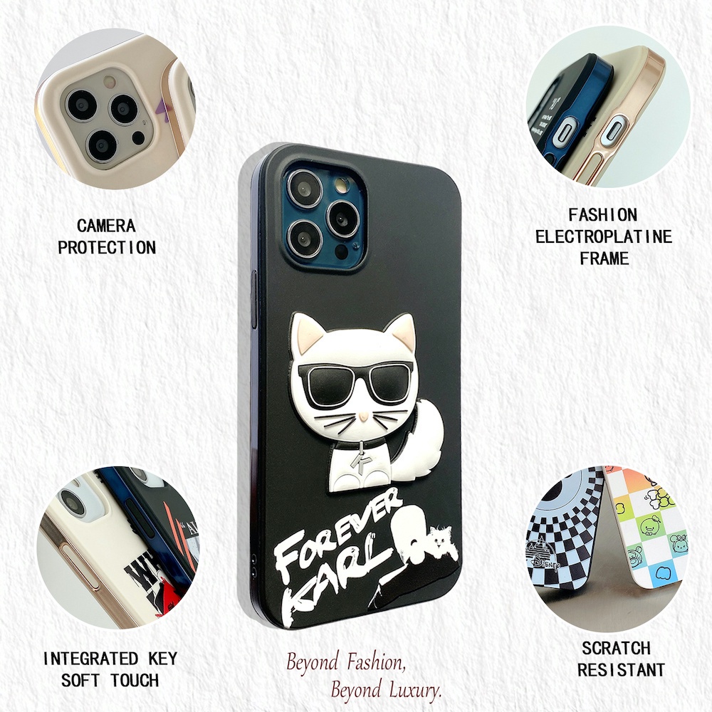Ốp điện thoại TPU họa tiết mèo Karl Lagerfeld đáng yêu thích hợp cho IPHONE 13 12 11 PRO MAX X XS XR 7 8 PLUS