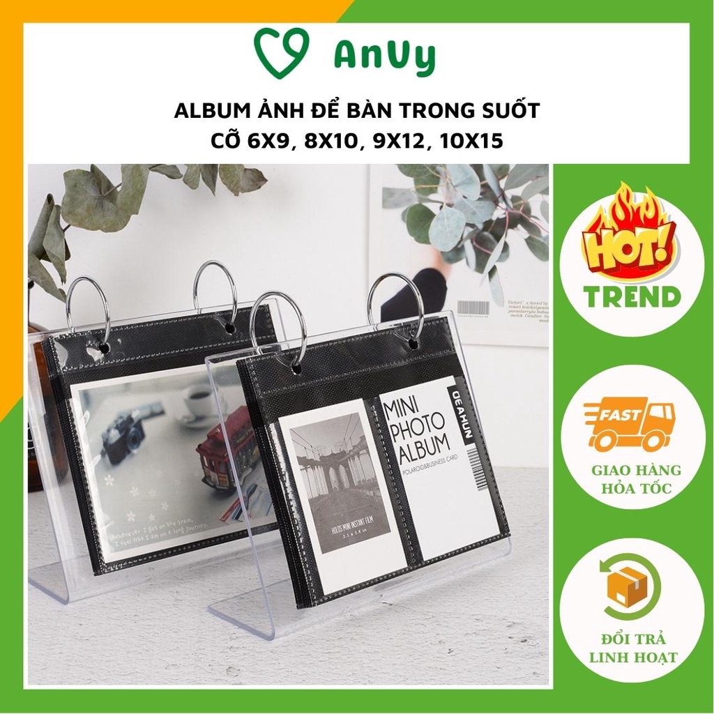 Album đựng ảnh để bàn bằng nhựa acrylic trong suốt sang trọng đựng ảnh 6x9, 8x10, 9x12, 10x15 tại kho album ảnh ANVY