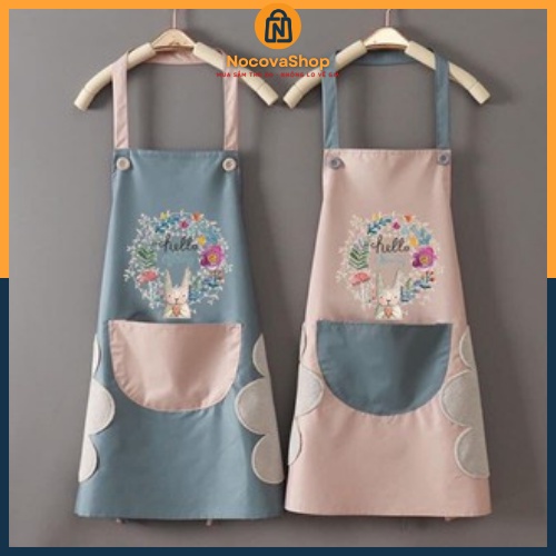 tạp dề hello hình thỏ cute chống thấm nước có ngăn đưng đồ