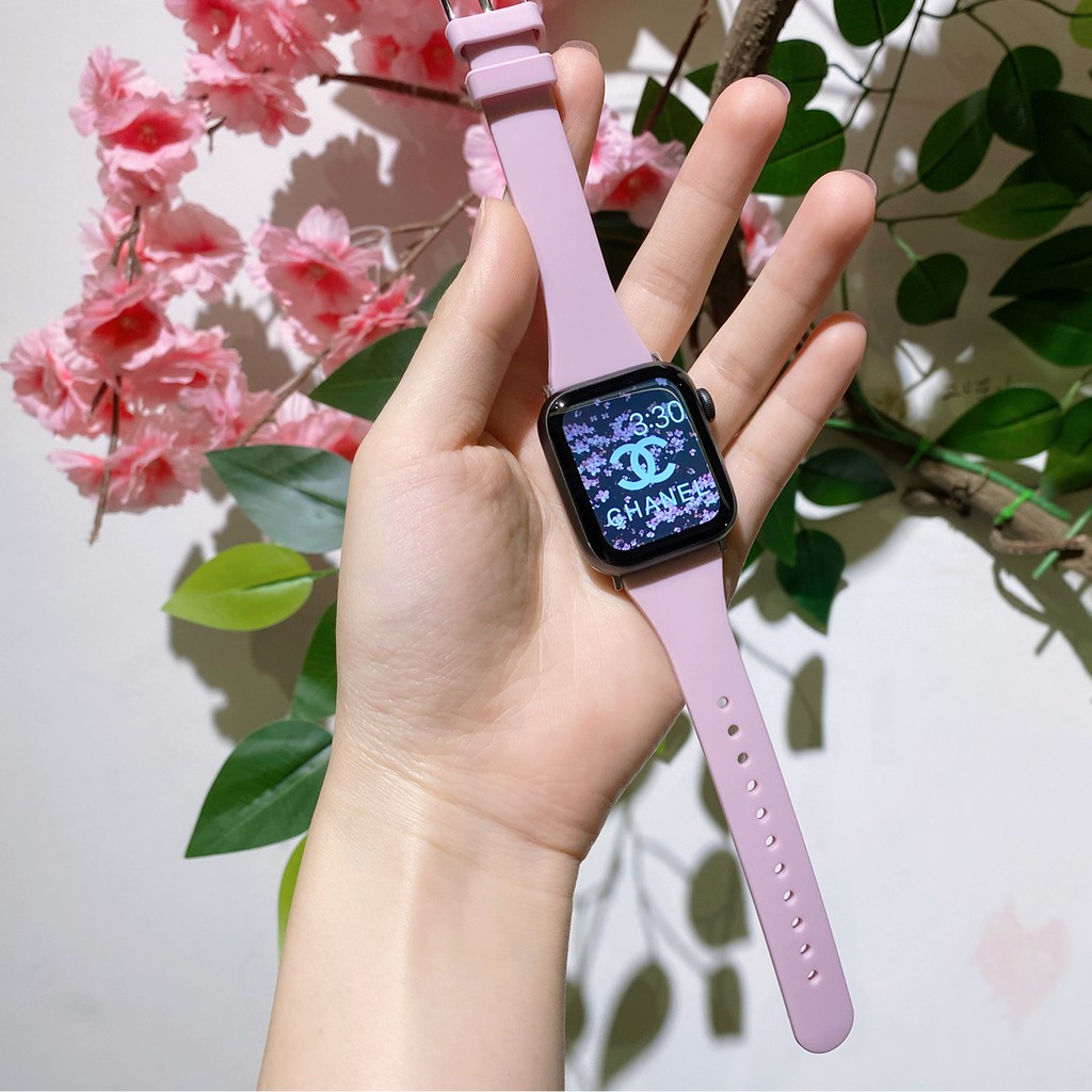 Dây Đeo Thay Thế Bằng silicone Thời Trang Cho Apple watch series 7 6 5 3 4 2 SE 41mm 45mm 38mm 40mm 42mm 44mm