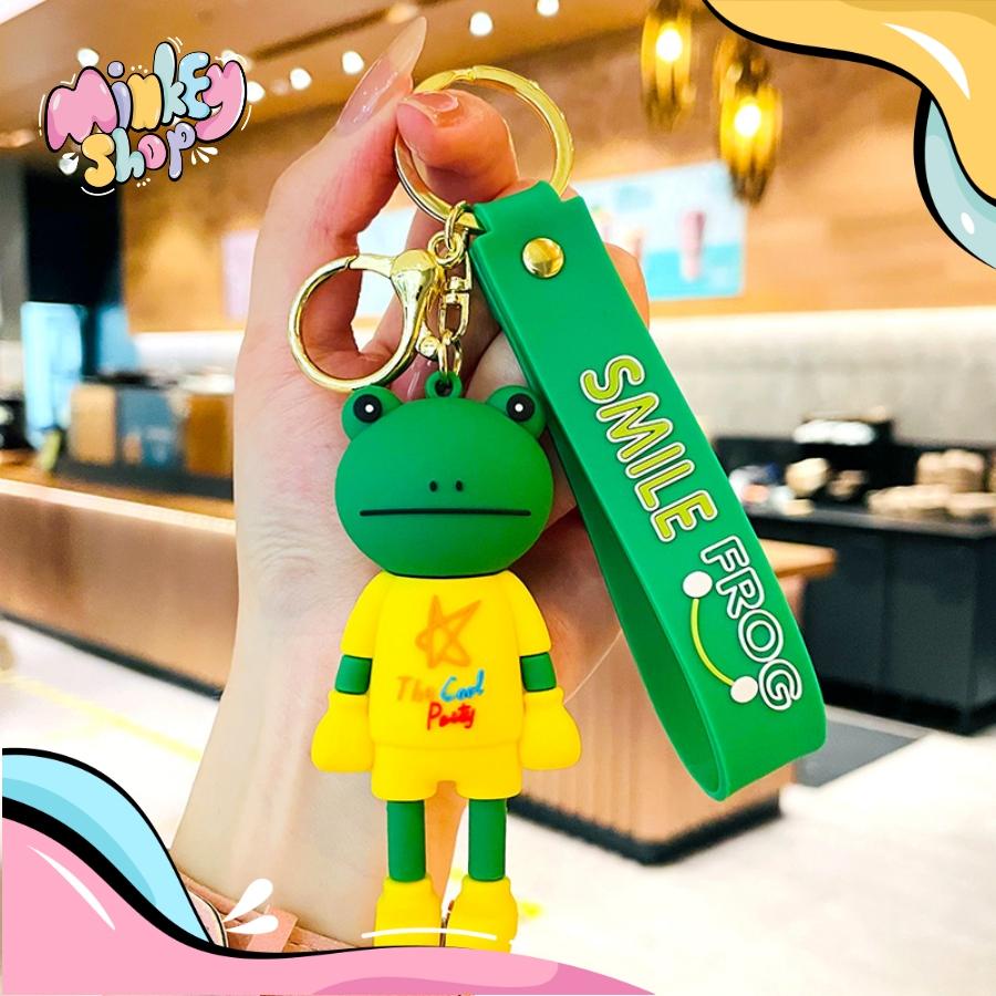 Móc khóa ếch xanh mặc áo SMILE dễ thương phụ kiện túi xách cute 02MKE -Minkey