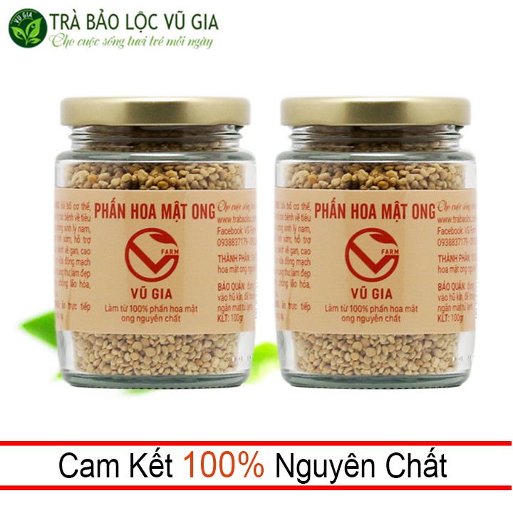 [Mã FMCGM25 - 10% ĐH 150K] Combo 2 Phấn Hoa Mật Ong Nguyên Chất Vũ Gia (100gr/hũ) - Có giấy kiểm nghiệm y tế