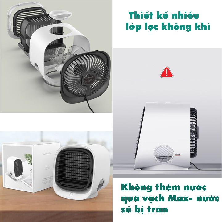 Quạt điều hòa mini để bàn- quạt hơi nước - có chức năng lọc không khí- không có tiếng ồn