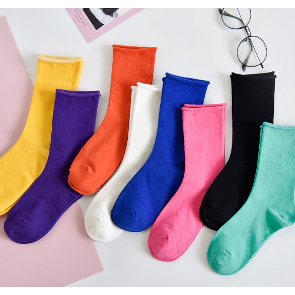 Vớ Tất cotton cổ nhún đủ màu phong cách Hàn Quốc, trẻ trung, năng động.