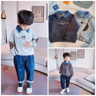 Set 2 áo nỉ cổ sơ mi tháo rời.
