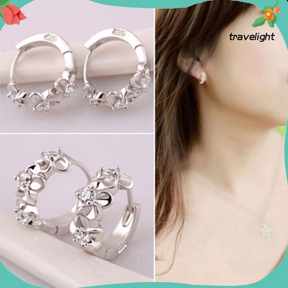 Khuyên Vành Tai Hình Hoa Đính Đá Thời Trang Cho Nữ