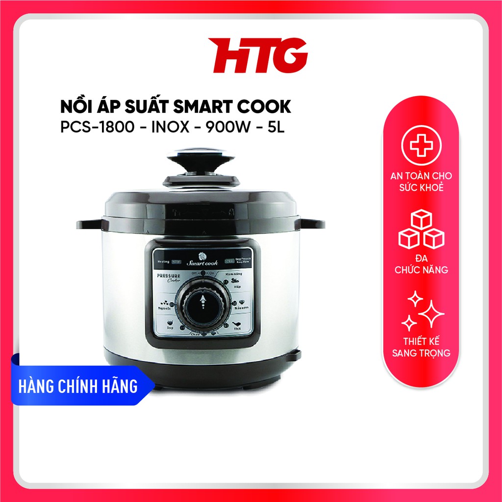 Nồi Áp Suất SMART COOK PCS-1800 - Thương hiệu Elmich - Tiêu chuẩn Châu Âu - Inox - 900W - 5L