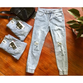 Quần jean bò jogger nam xám quần jean nam co giãn phong cách hiphop 166