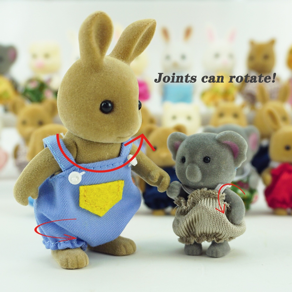Thỏ Đồ Chơi Thiết Kế Sống Động Koala. Set 2 Mô Hình Chú Voi Mini 4.5CM 1:12 Trang Trí Nhà Búp Bê