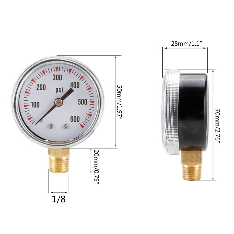 Đồng Hồ Đo Áp Suất Thấp Mini 1 / 4 Với Khung Kim Loại Dành Cho Công Nghiệp
