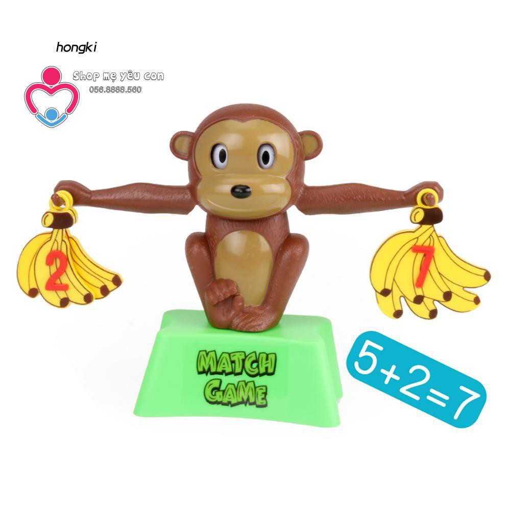 Bộ đồ chơi cân bằng hình chú khỉ cầm chuối cho bé học làm toán cộng trừ tư duy trực quan