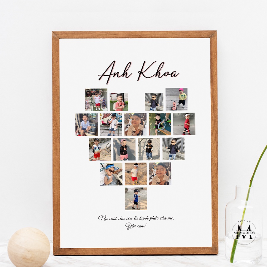 In ảnh theo yêu cầu - ảnh trái tim kèm ghi chú - size a3 - Tiệm in Memories - in ảnh để bàn, treo tường trang trí