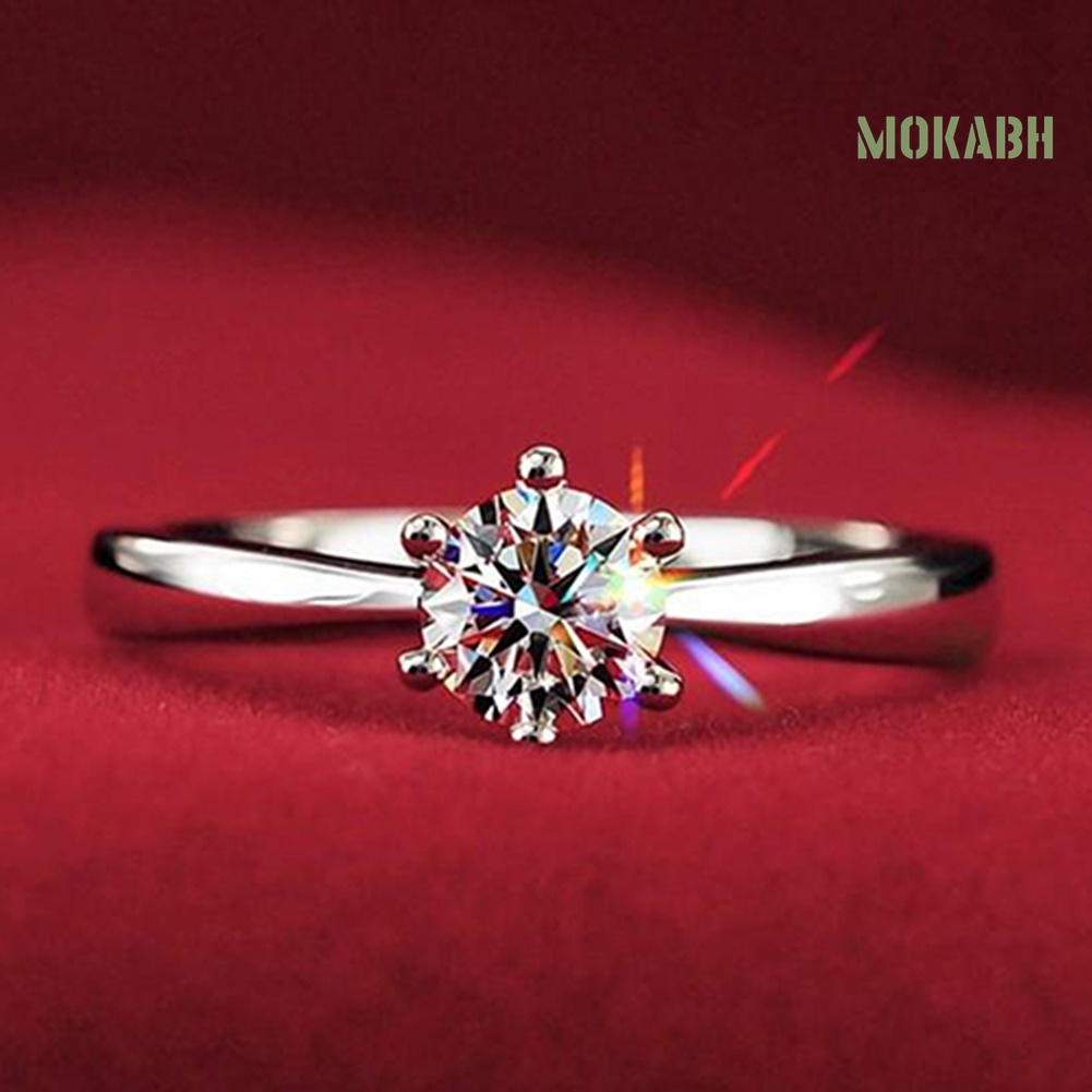 Nhẫn Đính Hôn Nữ Đính Đá Zircon Màu Trong Suốt Kích Thước 6-9