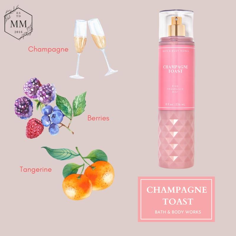 Bộ sản phẩm Xịt thơm Body Mist Lotion dưỡng thể toàn thân Bath & Body Works Champagne Toast fullsize 236ml