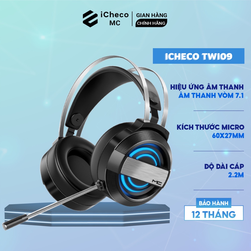 Tai nghe chụp tai gaming ICHECO TWI09 headphone có dây và mic cho game thủ