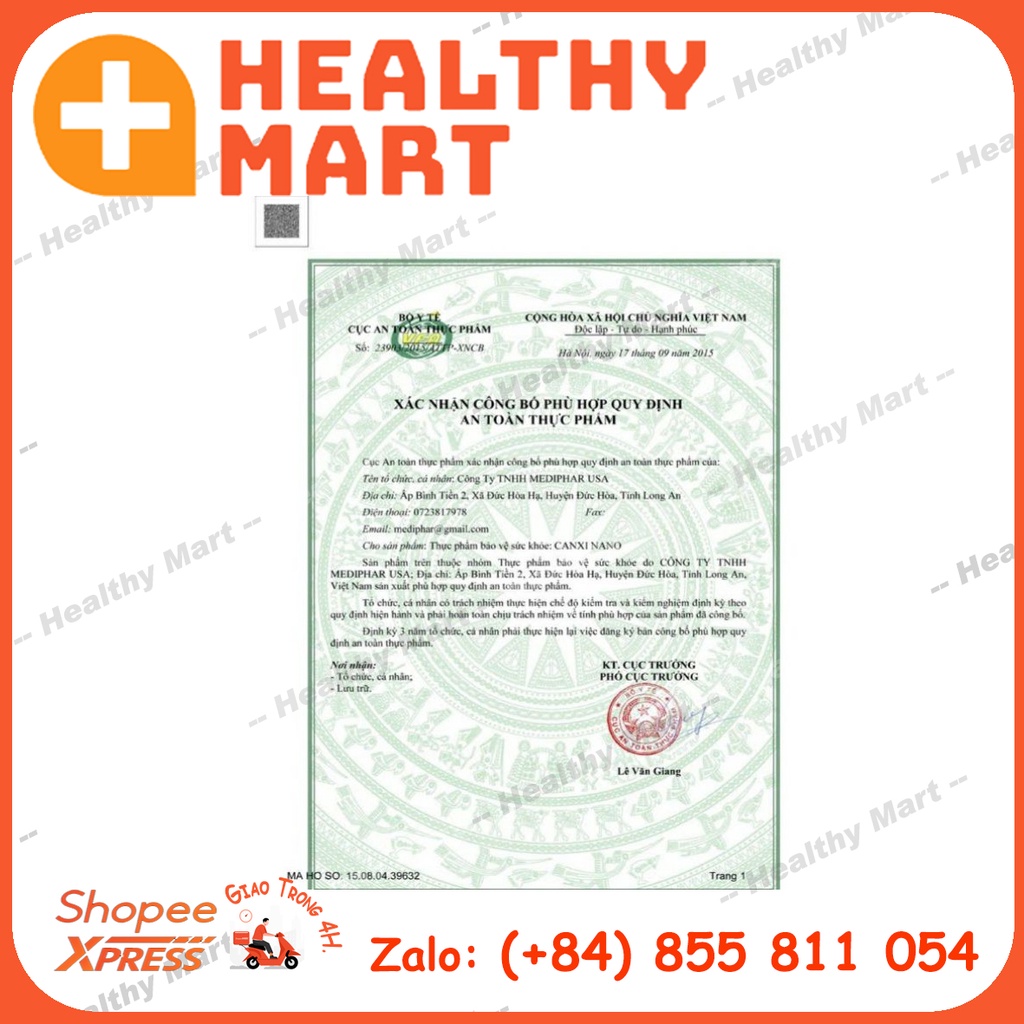 ✔️️️Calcium mẹ bầu Uni canxi hữu cơ NK Pháp H20 ống