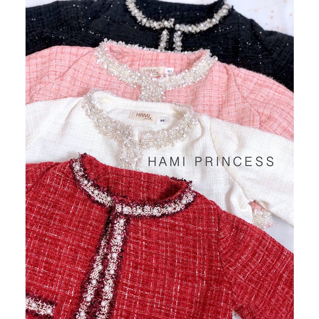 Áo Khoác Dạ Tweed Chanh Xả 4 Màu Cho Bé Gái HAMI PRINCESS ❤️