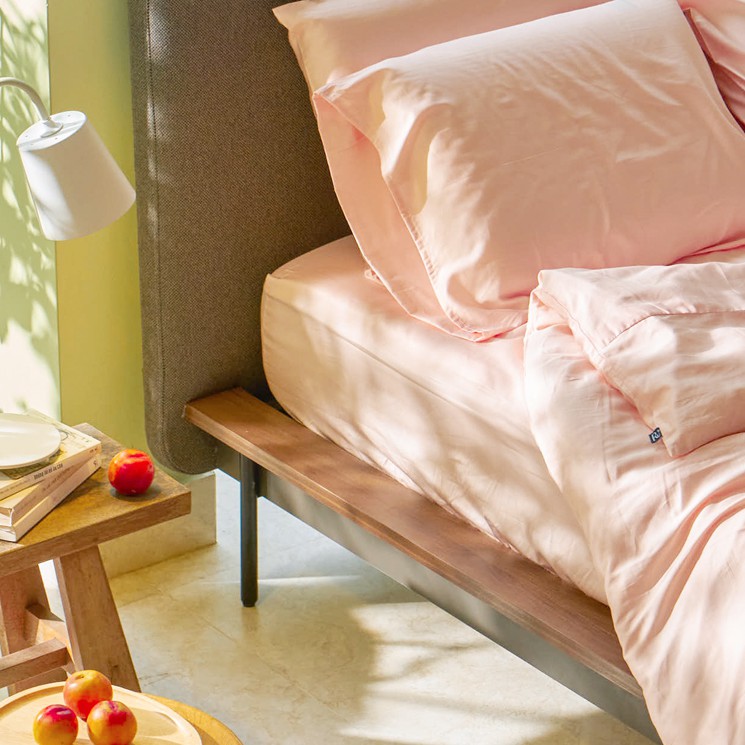 Bộ Ga Trải Giường Ru9 Cotton Sateen 100% Cotton Tự Nhiên Pearl Blush 6 Kích Thước
