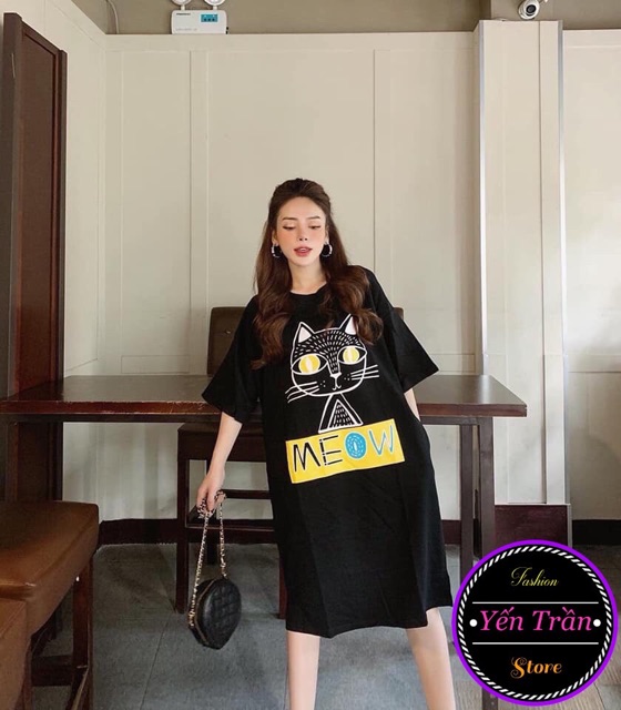 Váy  dáng suông hai mặt dáng dài tay lỡ form rộng