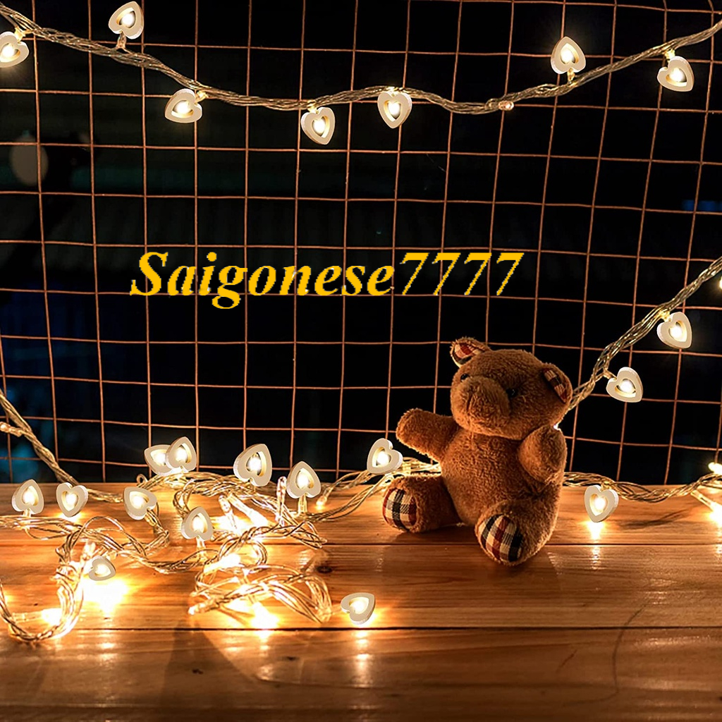 Dây Đèn Led Xài Pin AA/USB Bóng Đèn Trái Tim Trang Trí Tiệc Cưới String Light Decorative Light Valentine