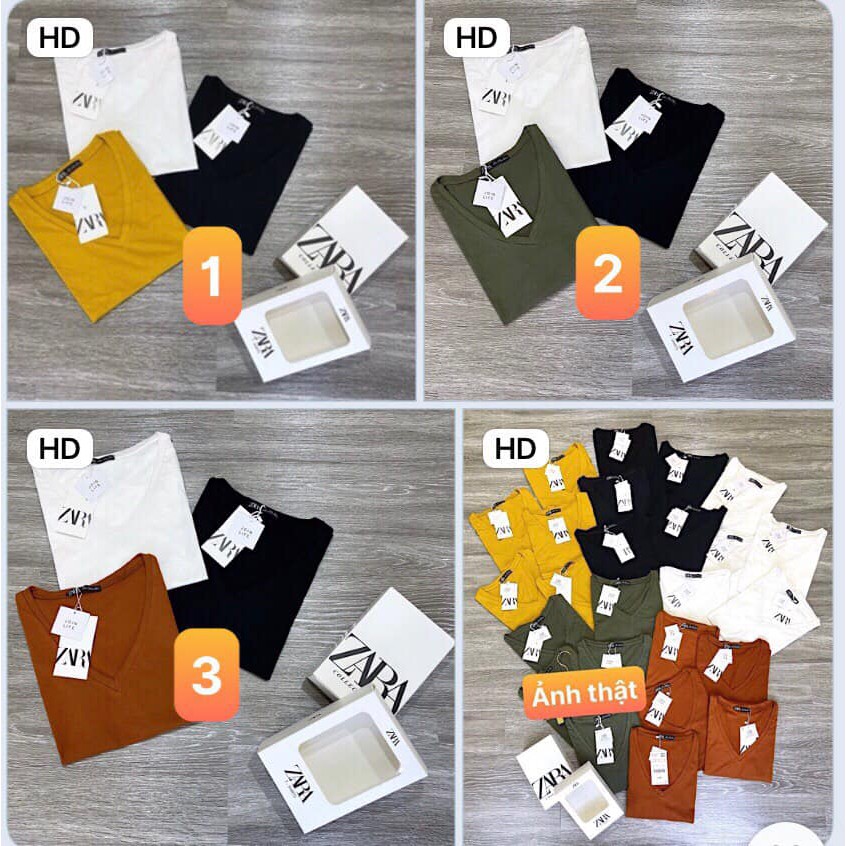 Set 3 áo phông nữ cổ tim za ra tay ngắn hàng vnxk