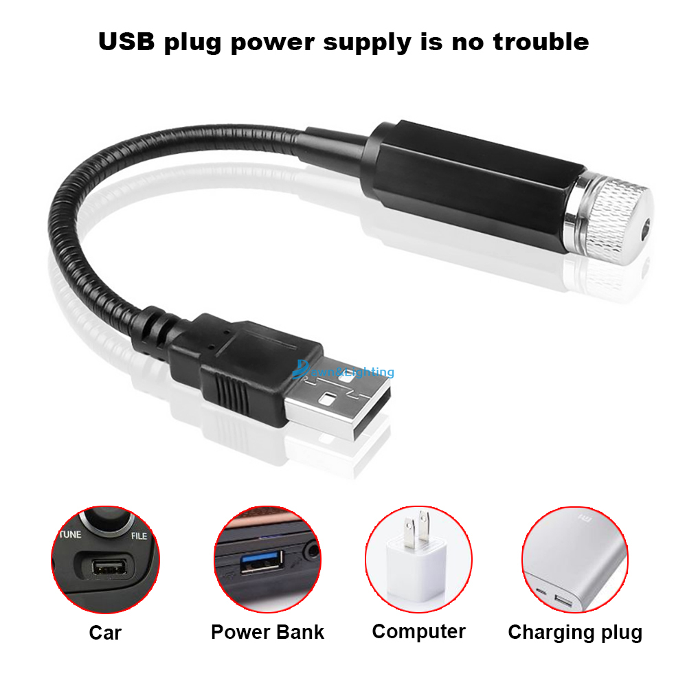Đèn LED Tạo Hiệu Ứng Galaxy Mini Cổng USB Có Thể Điều Chỉnh Trang Trí Nóc Xe Hơi
