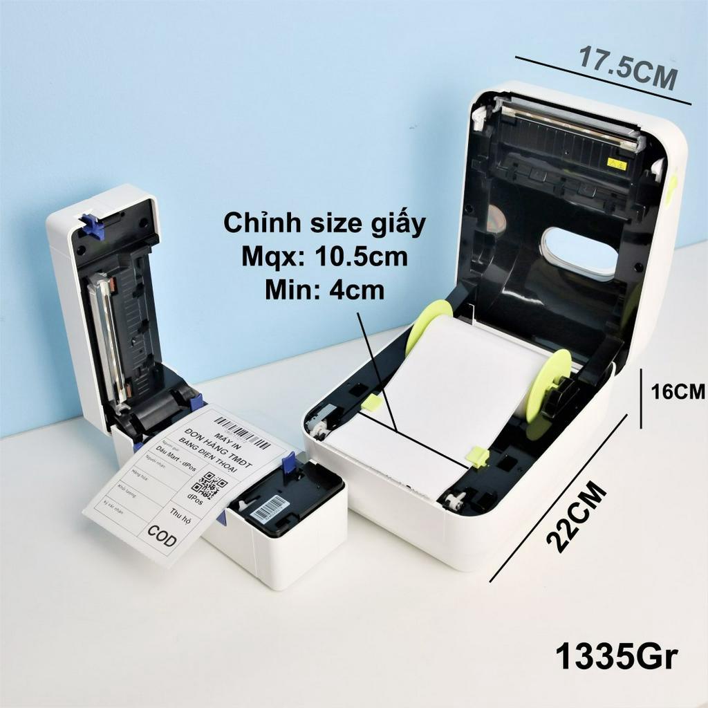 Máy in bằng Điện Thoại Qua Bluetooth dPos 488 888 480 in đơn hàng TMĐT, mã vận chuyển, tem, ảnh cho Android và iPhone