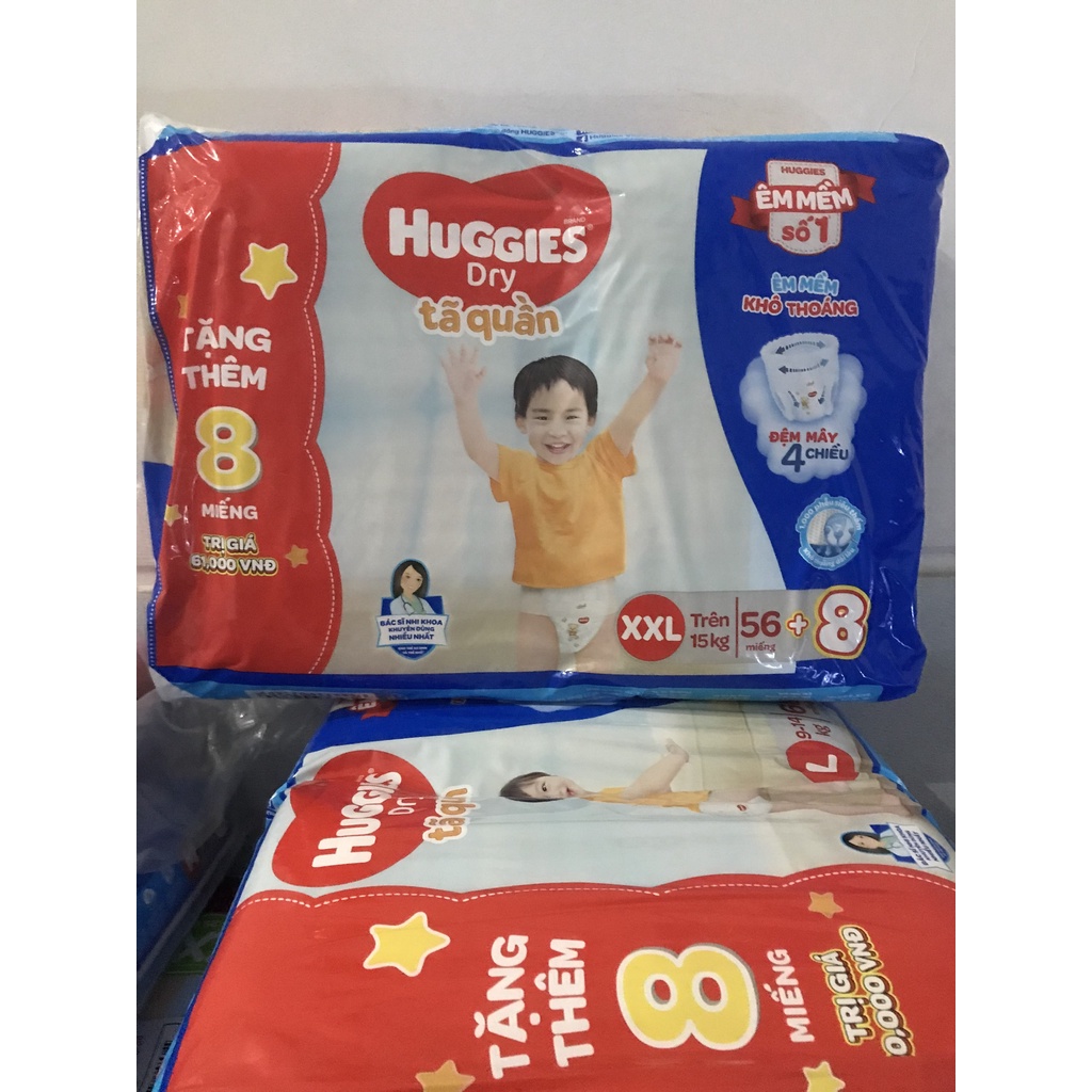 Tã quần HUGGIES DRY PANTS SUPER JUMBO tràm trà M74  + Tặng 10 miếng