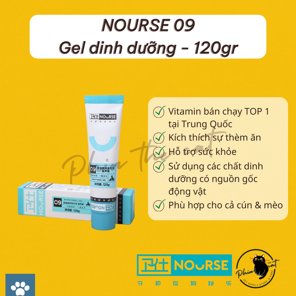 Vitamin cho mèo NOURSE - gel tiêu búi lông cho mèo - dưỡng lông mèo | phinthecat