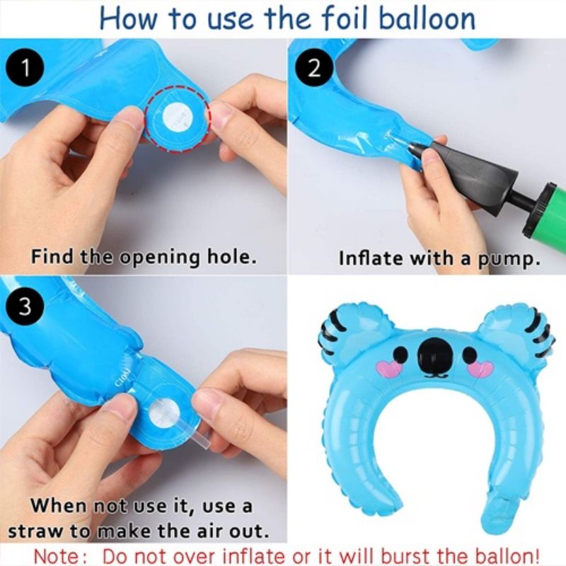 Set 10 Băng Đô Cài Tóc Bong Bóng Lá Nhôm Hình Động Vật Hoạt Hình Dễ Thương Trang Trí Tiệc Sinh Nhật Cho Bé
