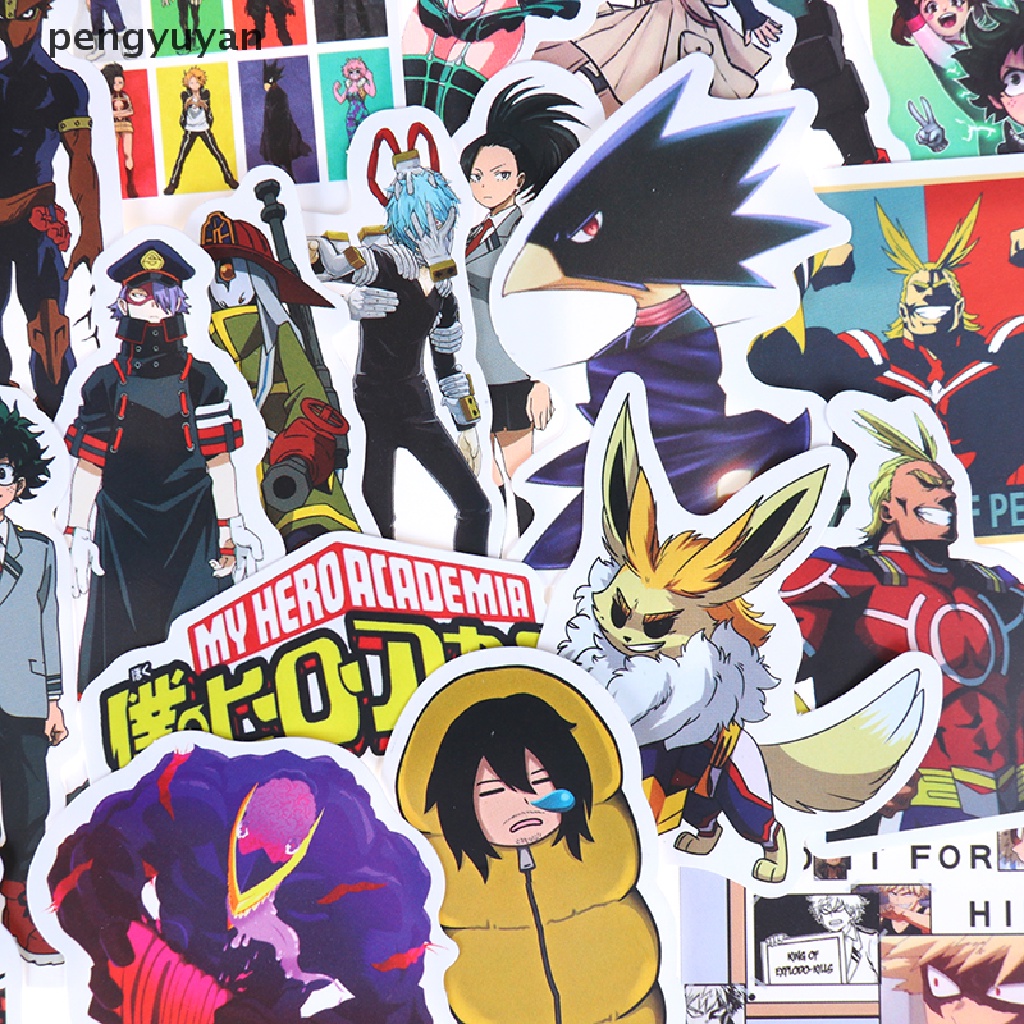Bộ 50 Miếng Dán Trang Trí laptop Họa Tiết anime My Boku No Hero Dễ Thương