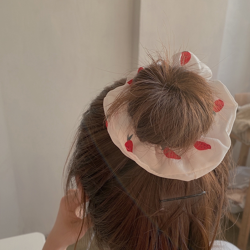 Dây thun cột tóc Scrunchies hình quả dâu tay phong cách hàn dành cho nữ