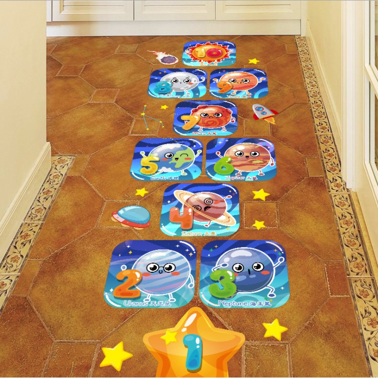 Decal dán tường trang trí - Ô LÒ CÒ BÉ BÓNG HÀNH TINH XANH CHO BÉ YÊU