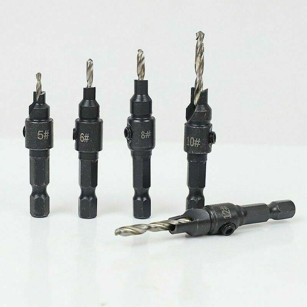 JONYE Bộ 5 Mũi Khoan Lỗ Lục Giác 1 / 4 &quot;Màu Đen Có Thể Điều Chỉnh