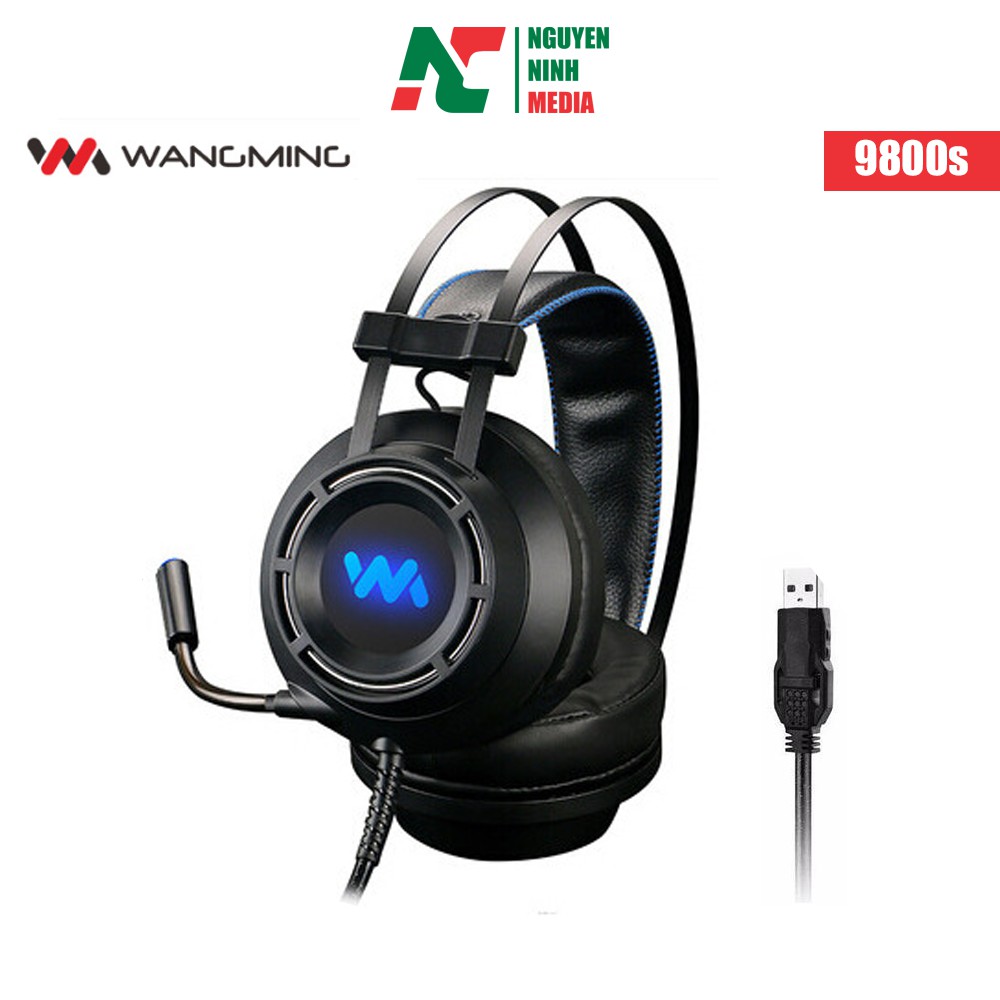 (Hàng Chính Hãng) Tai Nghe Gaming Wangming 9800s Âm Thanh Giả Lập 7.1 USB LED