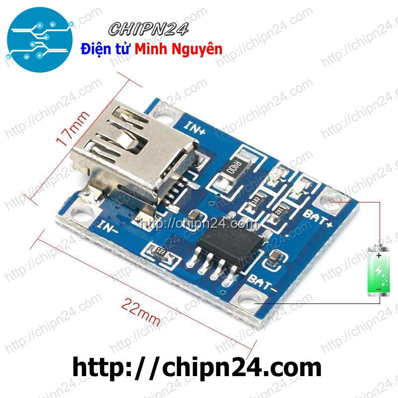 [1 CÁI] Mạch Sạc Pin TP4056 1A (V2) Cổng Mini USB (Mạch sạc pin 18650)