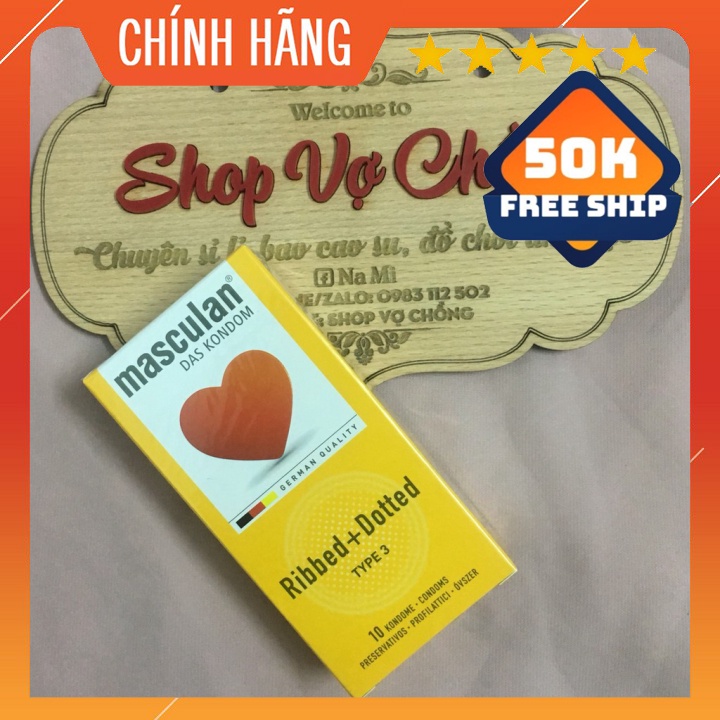 [CHÍNH HÃNG]Bao cao su Masculan Gân + Chấm hạt ( hộp 10 cái)