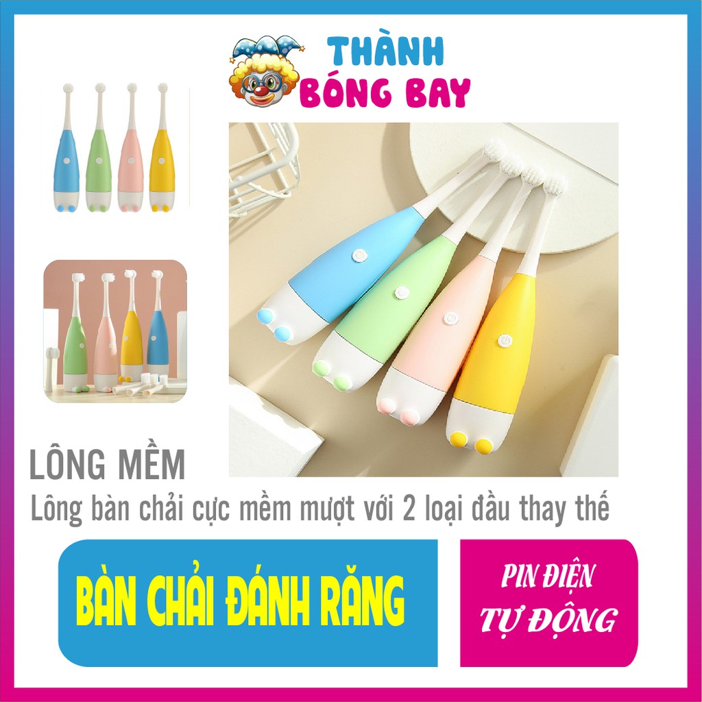 Bàn chải đánh răng tự động cho bé - bàn chải điện - lông siêu mềm mượn - chạy bằng pin -BC00002-THÀNH BÓNG BAY