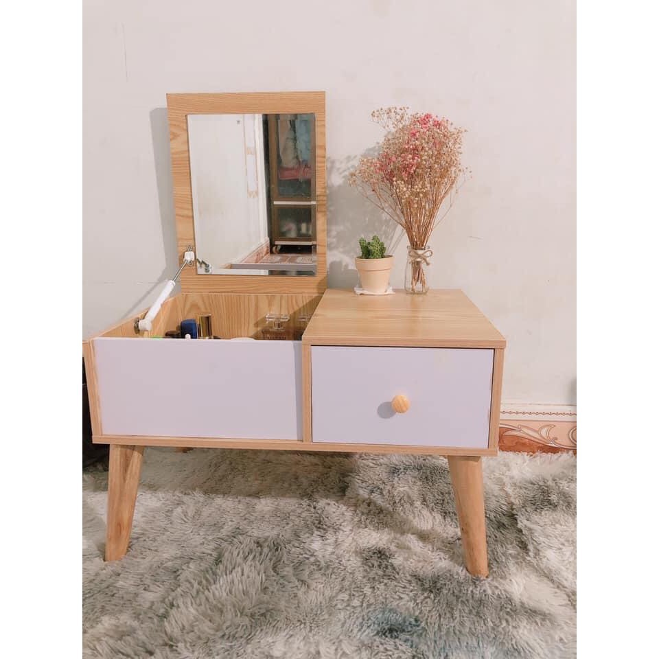 Bàn trang điểm ngồi bệt Tee Decor - Kệ trang điểm mini có gương - Gỗ MDF nhập khẩu, chống mối mọt - Bh 1 năm