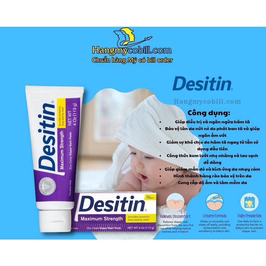 Kem hăm tã cho bé Desitin tím và Desitin xanh -