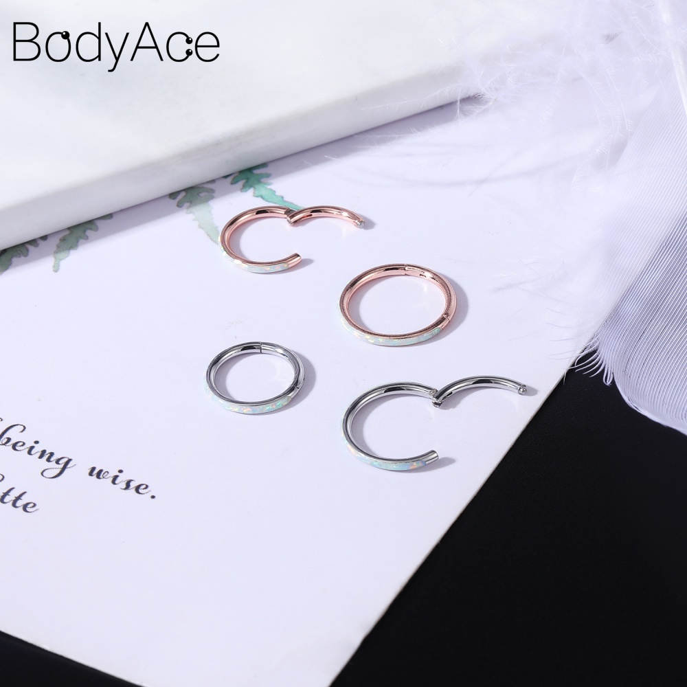 Khuyên Mũi Bằng Thép Không Gỉ Đính Đá Opal 16G Cá Tính