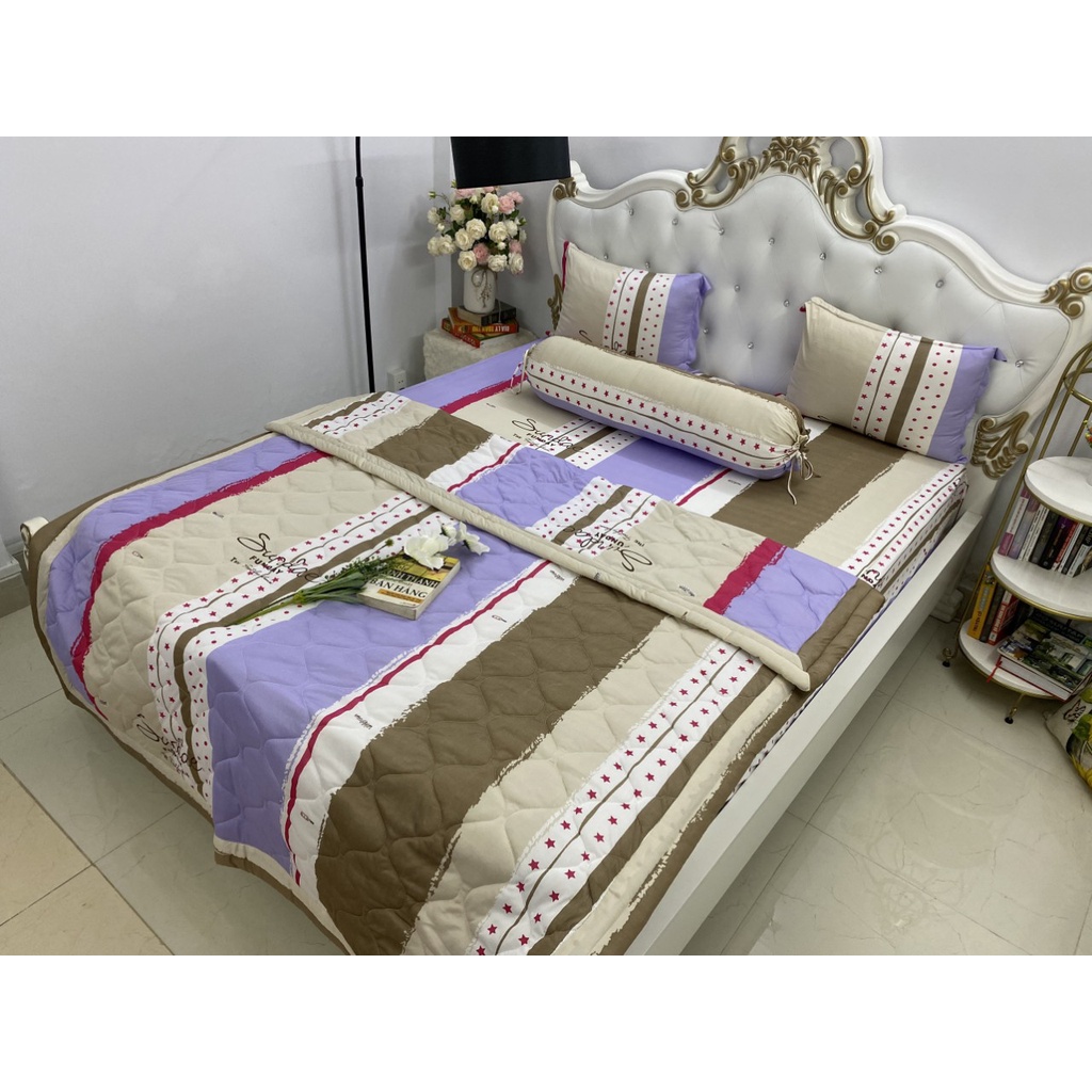 Drap thun lạnh Hàn Quốc Mẫu Sọc Chữ