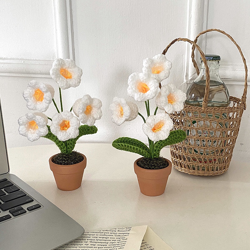 Chậu Hoa Lily Đan Tay Để Bàn Trang Trí Nội Thất