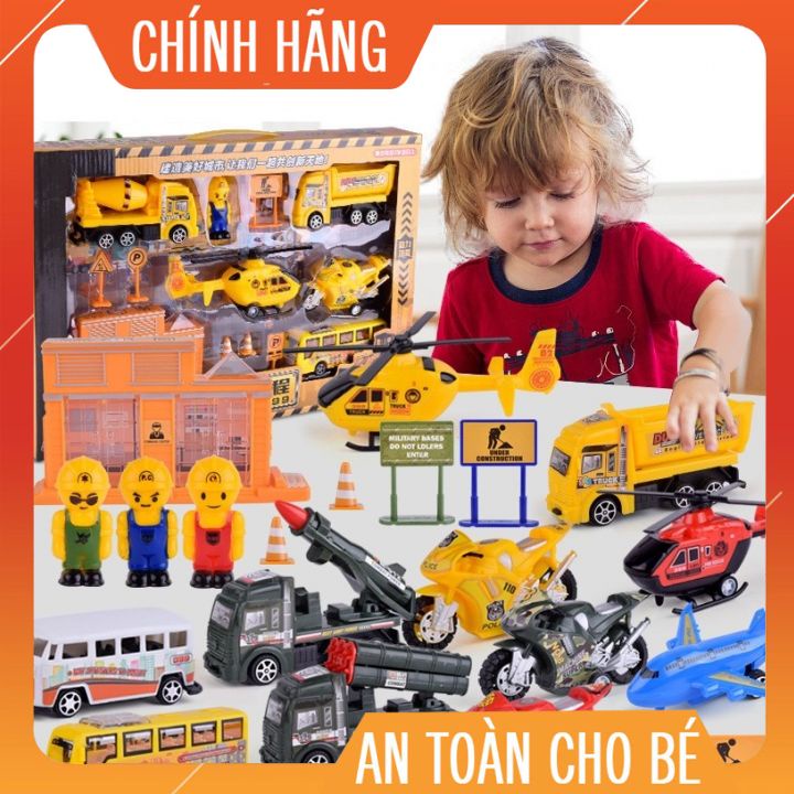 Set Mô hình oto xe tăng máy bay tàu hoả 13 chi tiết siêu to khổng lồ
